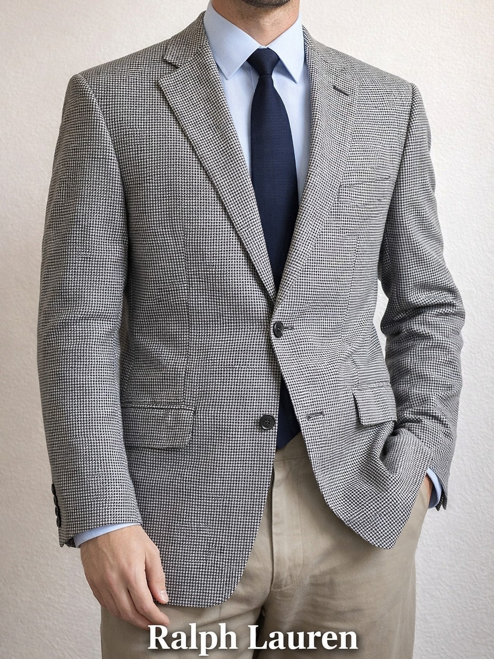Lauren Ralph Lauren Houndstooth Blazer 38R – Silk Wool Blend